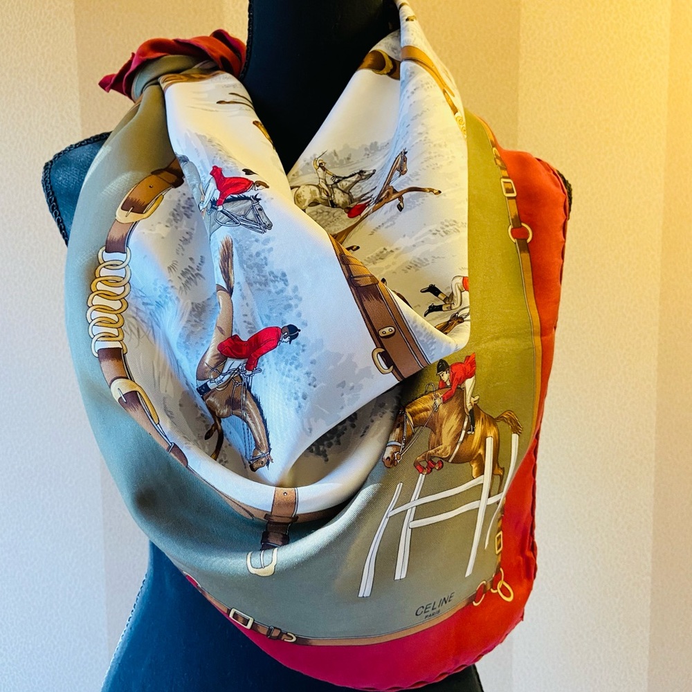 RARE CELINE Equestrian Scarf Vintage 1980s